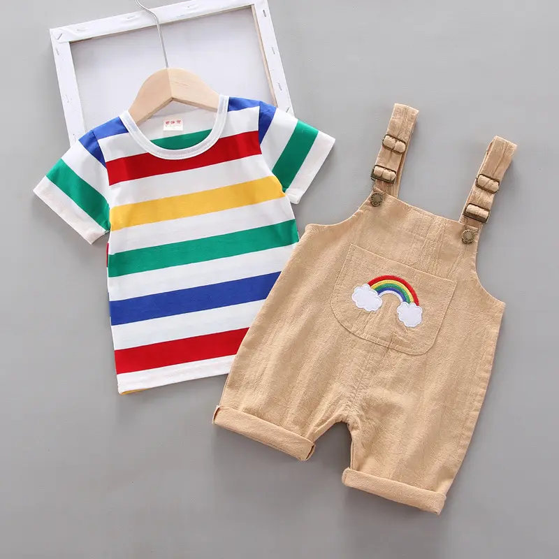 Conjunto de ropa de manga corta de mariposa para niñas pequeñas, traje personalizado de verano para el sudor de dos piezas
