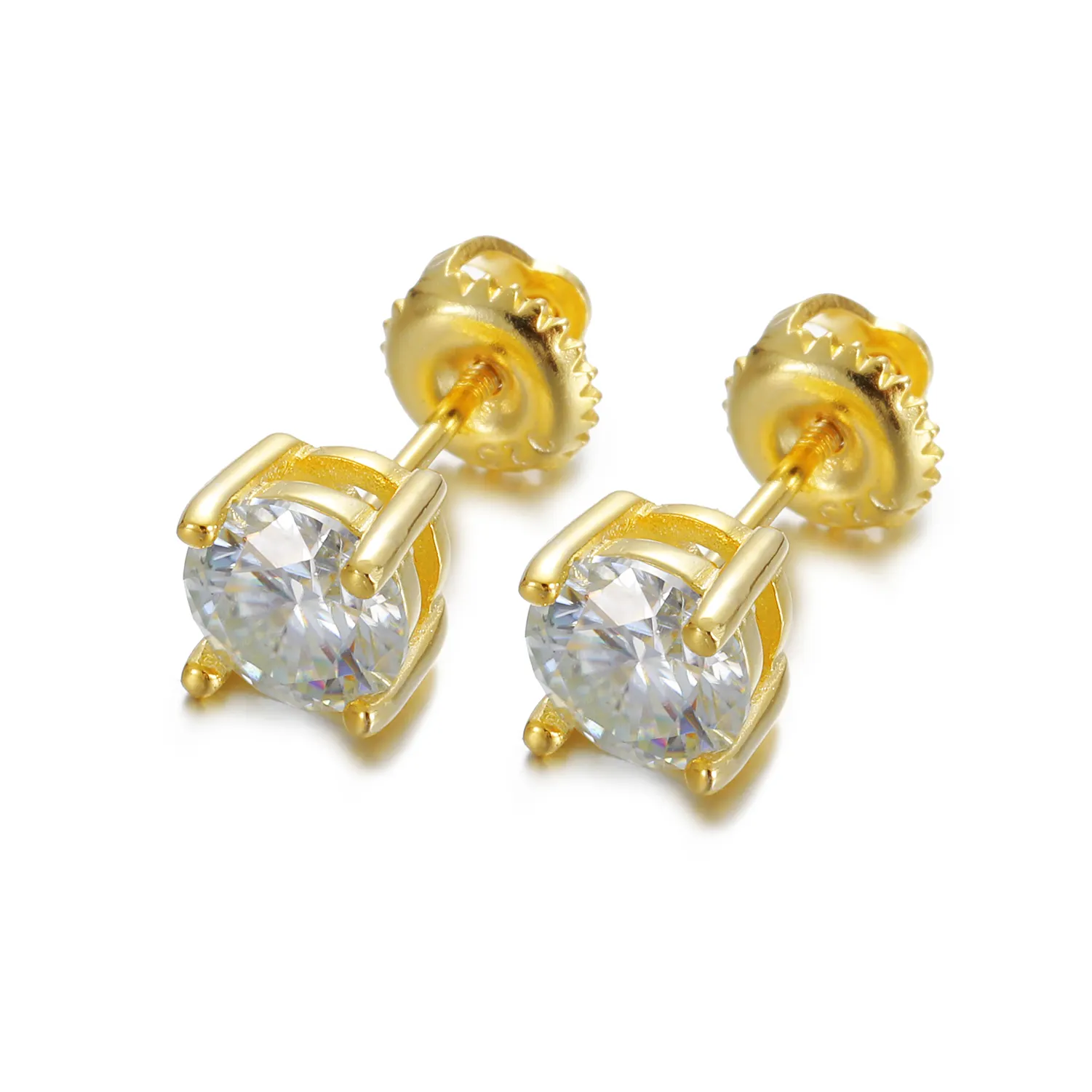 Luxury Custom Ear Jewelry 10K 14K 18K Real Yellow White Gold VVS Moissanite Diamond Screw Back Classic Stud Earrings For Men