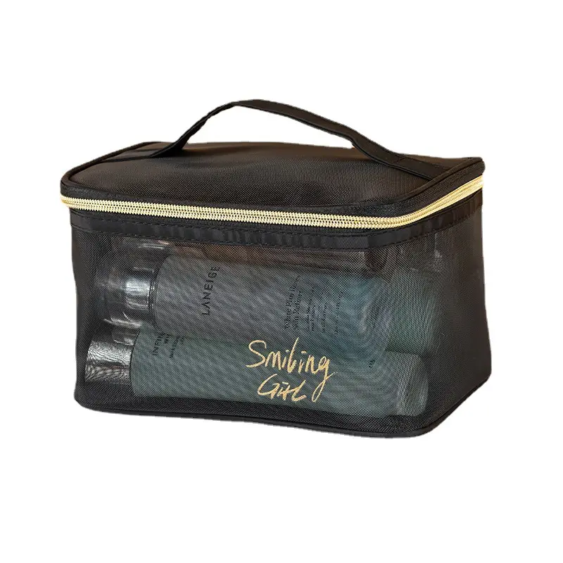 LOGO personalizzato borsa per il trucco di lavaggio di alta qualità borsa da toilette da donna borsa da viaggio impermeabile portatile in rete da donna