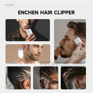 ENCHEN Boost için yeni şarj edilebilir saç tıraş Clippers seti paslanmaz çelik bıçak USB güç kaynağı İngilizce ev otel için - Product Image 3