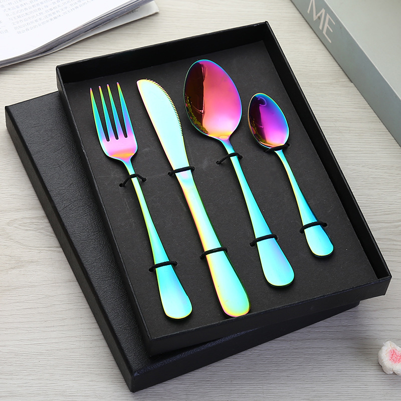 colorful knife fork spoon 4-piece gift box