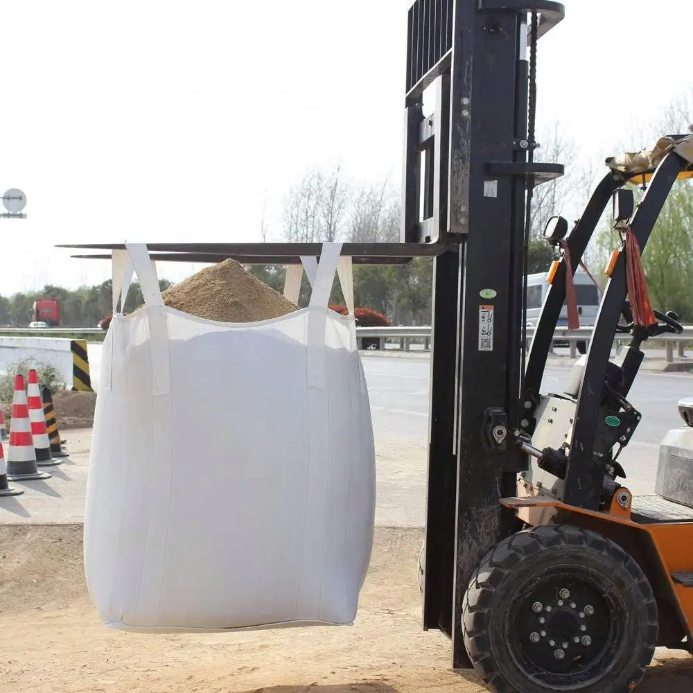 Sacs en polypropylène tissés à fond plat à dessus ouvert 1.5 demi-tonne Fibc Big Bag Ciment en vrac