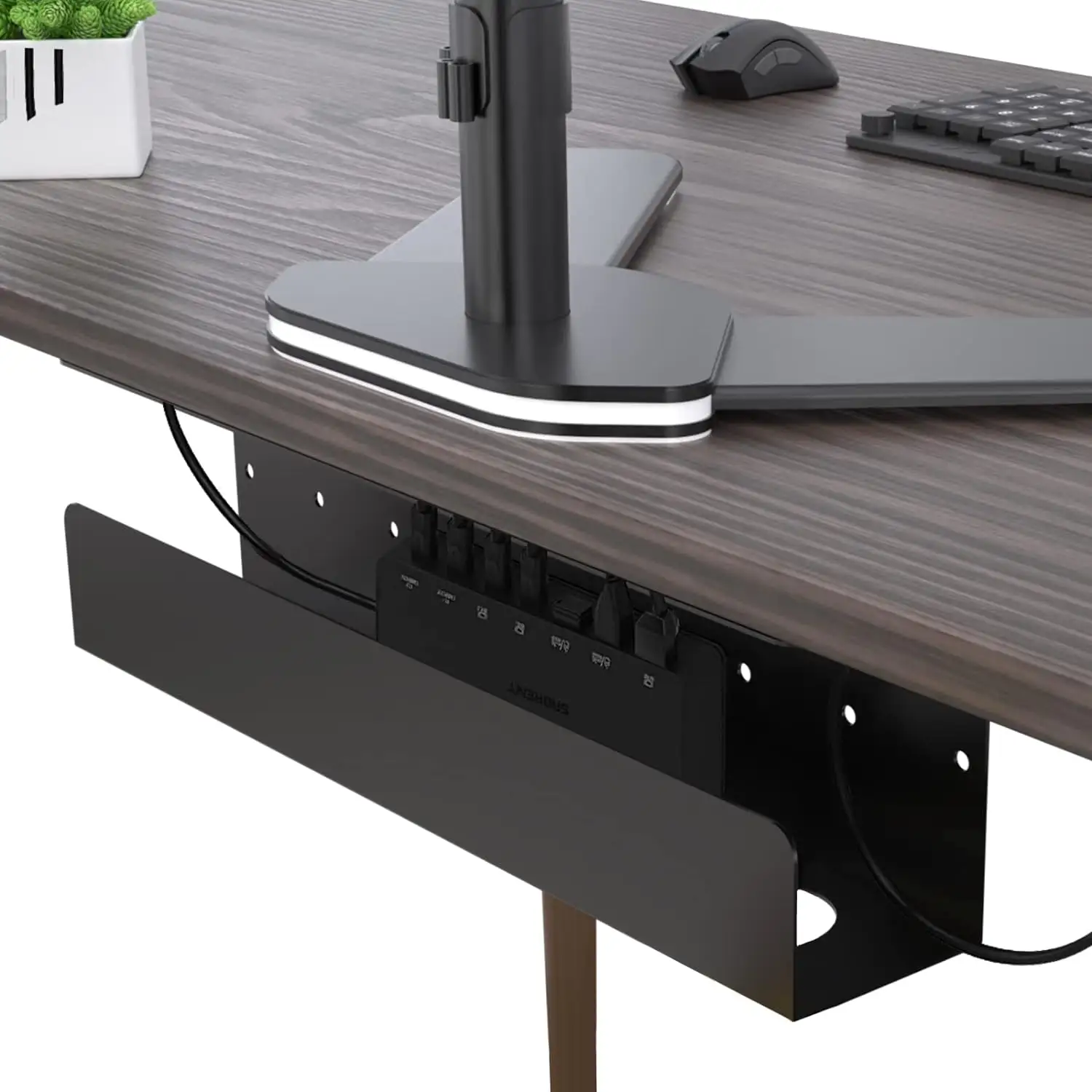 Vassoio di gestione dei cavi sotto la scrivania 16.5 robusto supporto per presa di corrente in metallo, scrivania in piedi, vassoio per cavi