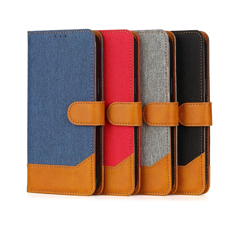 Leather Cases For iPhone 14 13 Pro Max 12 mini 11 XS XR 7 8 Plus Canvas Stitching Luxury Wallet Book Phone Cover Flip Back Case