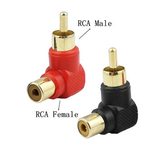 2pcs/对双RCA连接器RCA公插头至RCA母插孔插座直角适配器镀金弯头 - Product Image 5