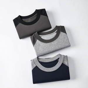Ucuz promosyon yumuşak düz renk beyzbol kontrast rahat iki ton renk blok t Shirt gri siyah Raglan gömlek - Product Image 1