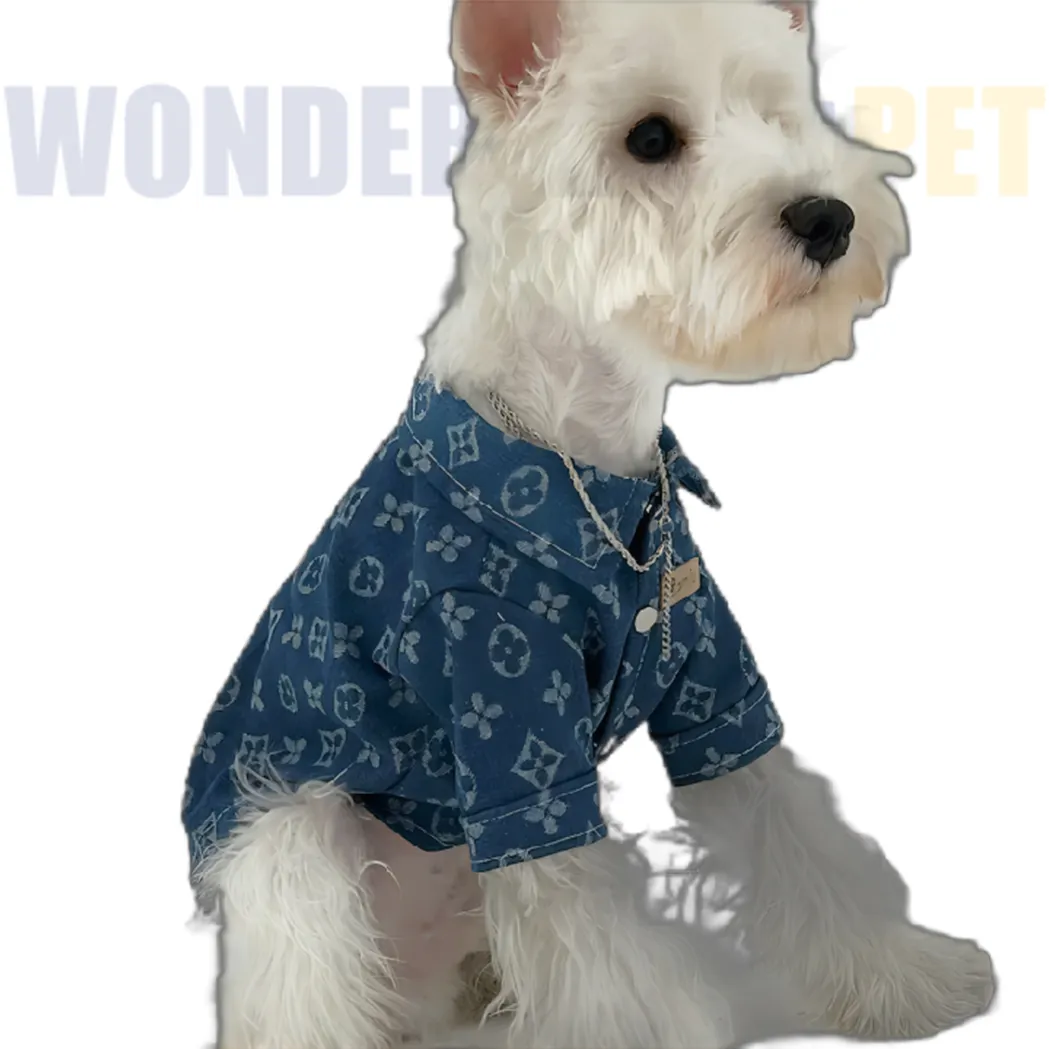 WonderfulPet Shiba Inu cane marchio di moda marchio di marca cappotto in Denim con maniche grandi vestiti per cani giacca di Jeans per animali domestici