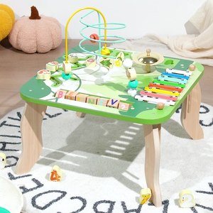 5 in 1 <strong>Multi</strong>-<strong>Functional</strong> Learning Activity <strong>Table</strong> Kids Montessori Educational Bead Maze Xylophone Wooden Toy for Children - Product Image 2