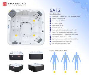 Moderna 6 persone all'aperto Spa vasca idromassaggio in acrilico Freestanding jacuzzi funzione di massaggio Design rettangolare scolapiatti uso della famiglia - Product Image 3