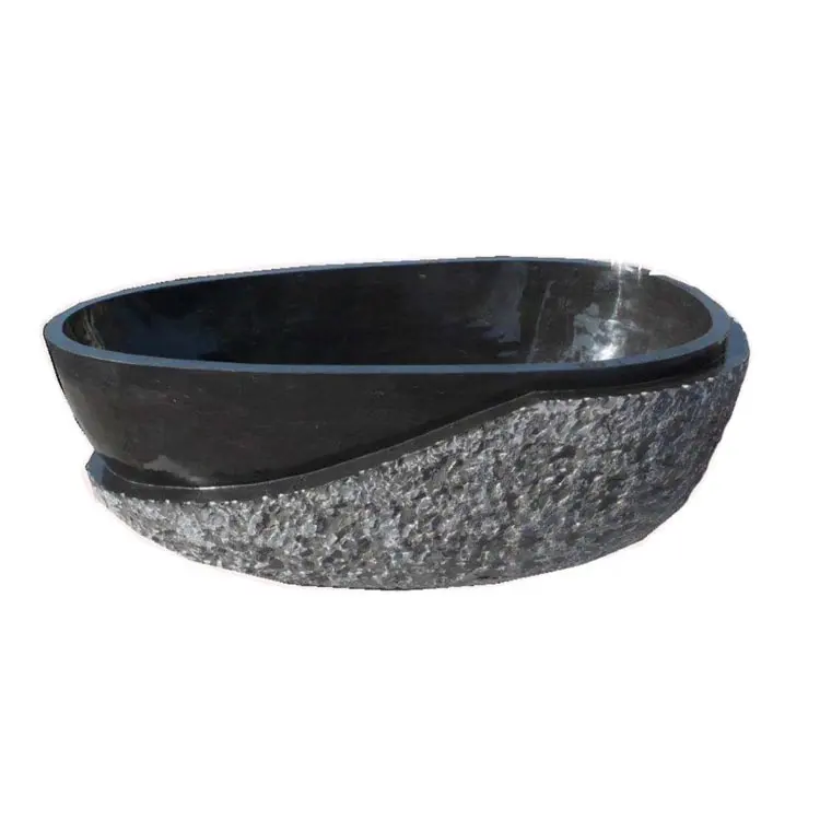 Ev dekorasyon Oval siyah granit taş küvet