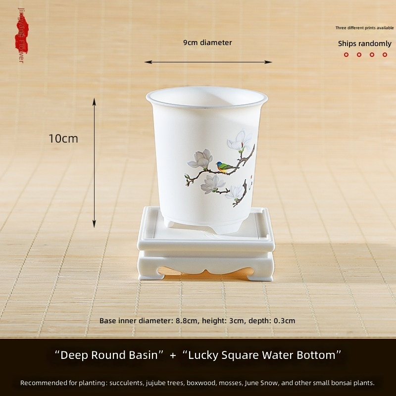 Resin-tea white-diameter 9cm-height 10cm-ruyi square base