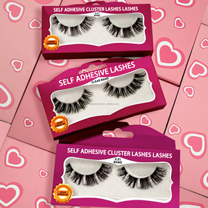 Индивидуальный логотип ручной работы полная полоска бесклеевые ресницы половинные ресницы с самоклеящейся прессом на предварительно склеенных полосках ресниц - Product Image 1