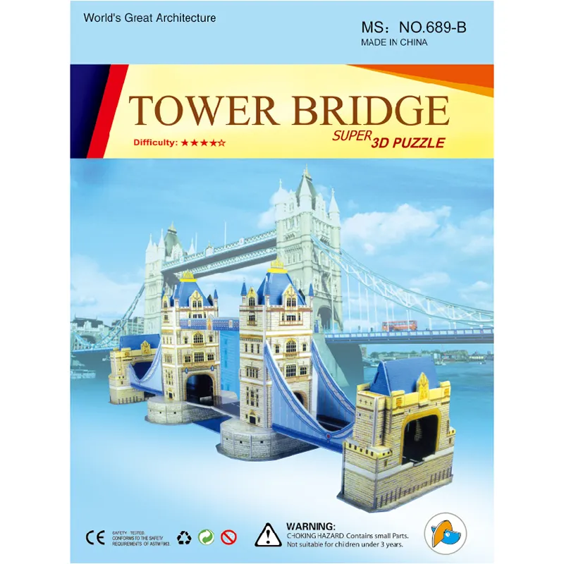 Gran 3D de rompecabezas de papel fábrica de Londres puentes gemelos famoso modelo Grey de espuma de EPS niños DIY rompecabezas juegos de Yiwu juguetes