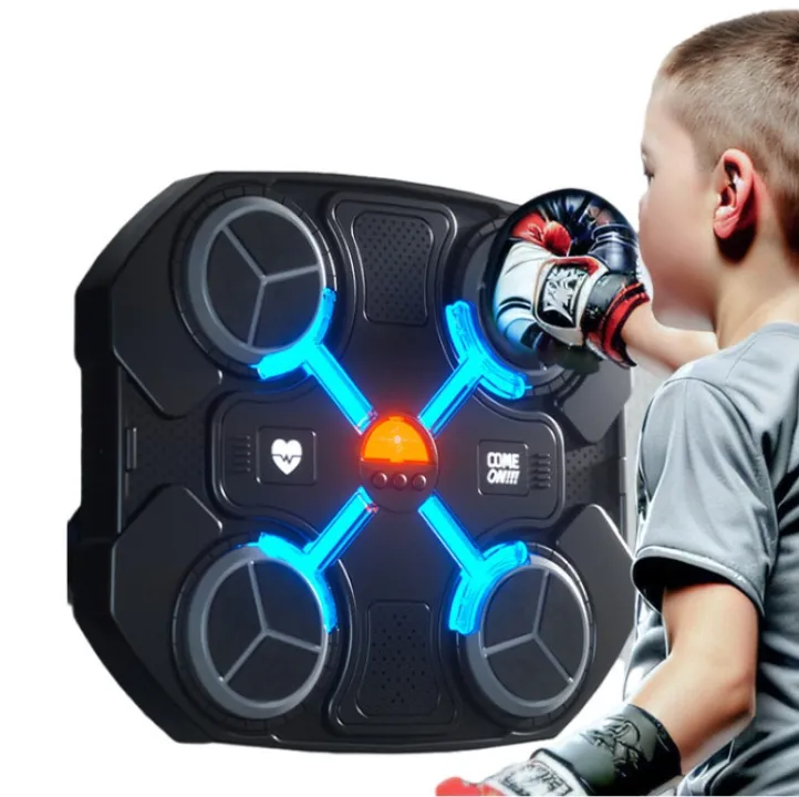 Home Fitness Wall Mounted Electronic Punch Light Up Machine Smart Music Boxing Gloves Target Toy Sport Game For Children