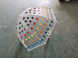 照片婴儿透明伞可爱拱形卡通儿童聚氯乙烯卡通儿童透明圆点伞H23-20