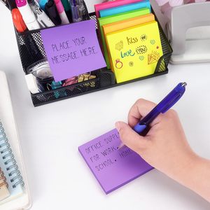 Nota adhesiva de 76x76, Nota de mensaje, papel de color neón, Bloc de notas, Pegatina autoadhesiva decorativa, embalaje personalizado - Product Image 4