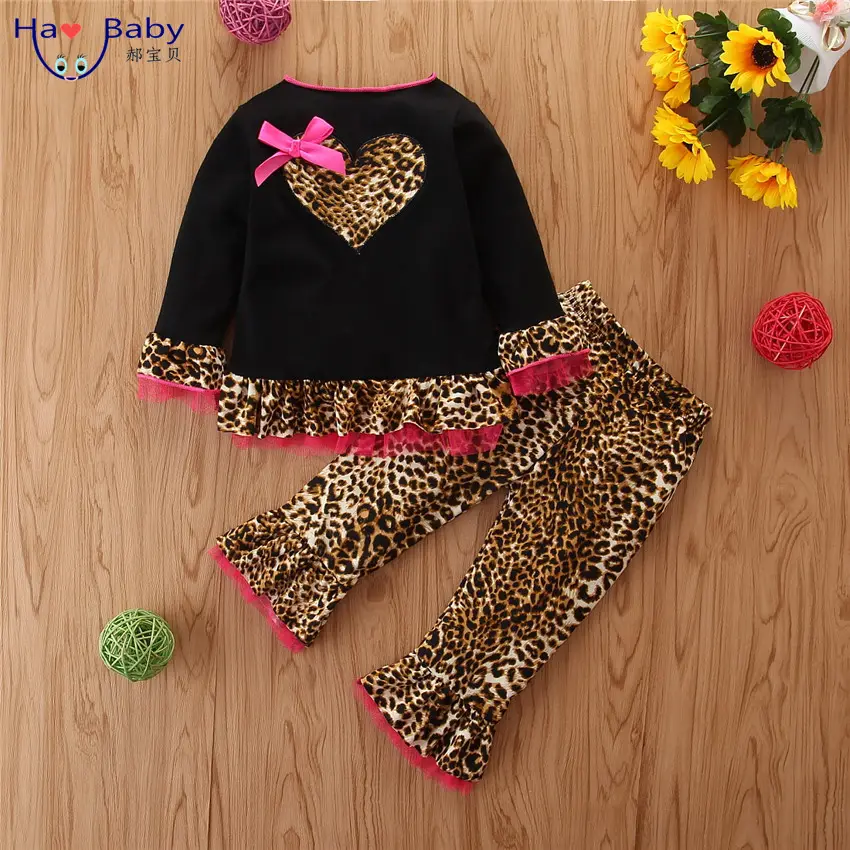 Hao Baby-traje de edredón para niña de 1 a 3 años, manga larga con estampado de leopardo, conjunto de ropa para niña 2020
