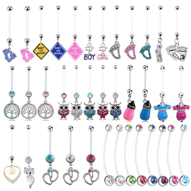 Luckyicai — blocs de construction hibou pour bébé, pendentif 14g, Bioflex, pour femme enceinte, Piercing sur le nombril doux