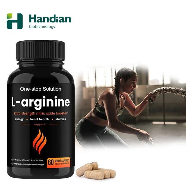 Supplément de capsule de racine de gingembre L-Arginine de qualité supérieure extra fort pour l'énergie, la croissance musculaire, la santé cardiaque, la vascularité et l'endurance