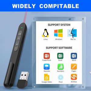 Pagina Laser Wireless presentatore rosso penna tornitura PPT indicatore di presentazione USB 2.4GHz puntatore del Mouse telecomando - Product Image 2