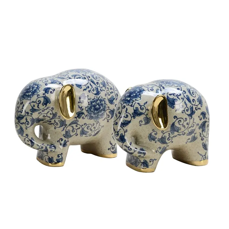 Antike chinesische Kunst figuren Wohnkultur Tier Volks handwerk Zubehör Elefant Porzellan Keramik Keramik Garten Ornamente