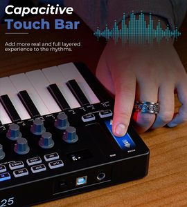 Teclado MIDI de 25 teclas, controlador MIDI de música electrónica profesional, teclado de almohadilla arreglista portátil inteligente