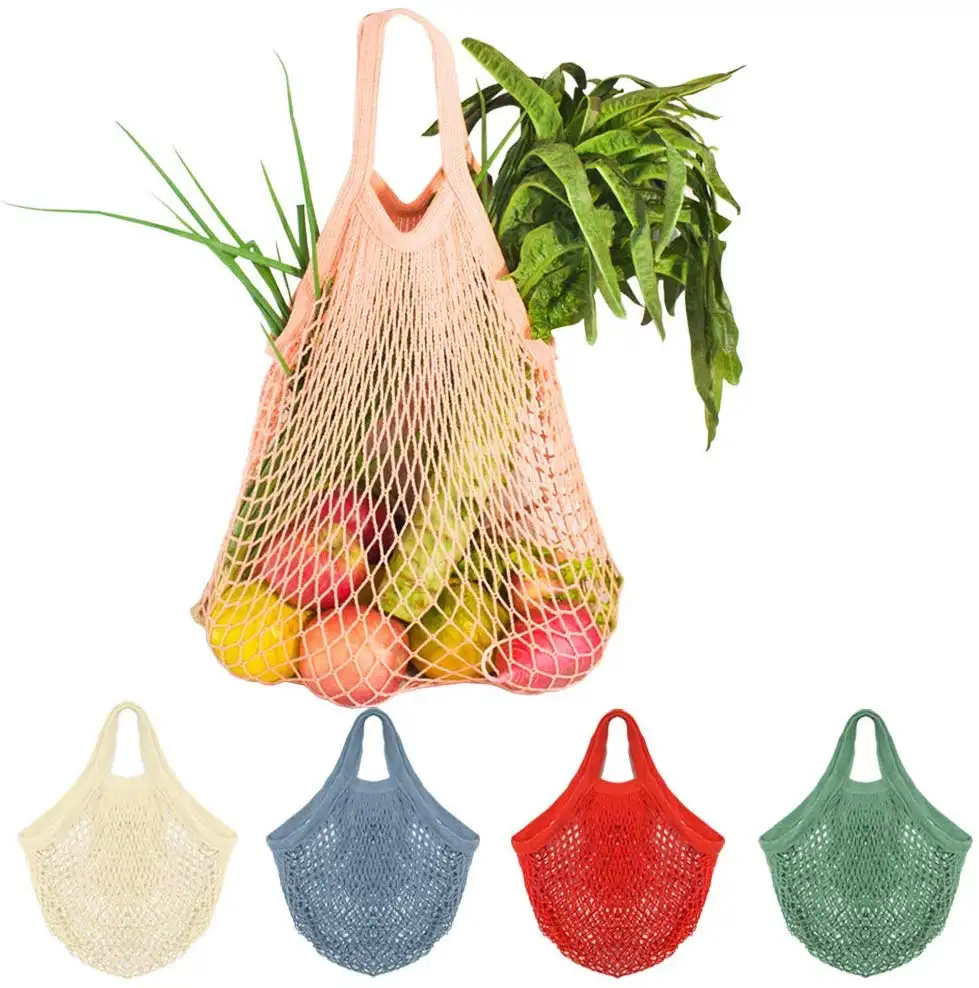 Baumwollnetzbeutel String-Beutel Einkauf wiederverwendbar Obst Aufbewahrung String-Einkaufstaschen Handtaschen faltbar große Kapazität Lebensmittelhandtasche