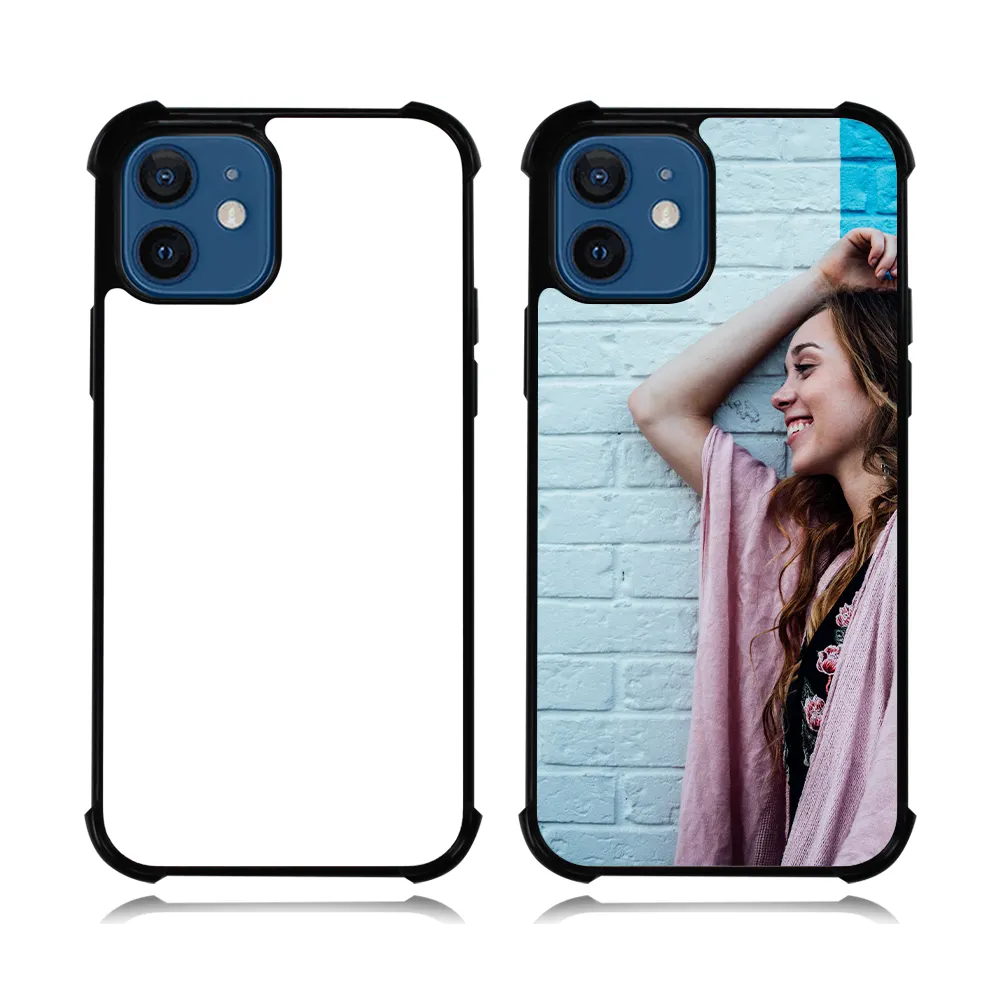 Funda de teléfono a prueba de golpes para iPhone, protector de labio elevado de alta calidad a prueba de golpes por sublimación para iPhone 12 13 Pro Max X XR XS Max