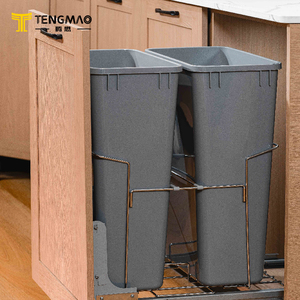 Luxury Soft Close Dustbin Bin Connected Pull Out Kitchen Waste Bin <strong>Garbage</strong> Waste <strong>Container</strong> <strong>Built</strong> <strong>in</strong> Cabinet
