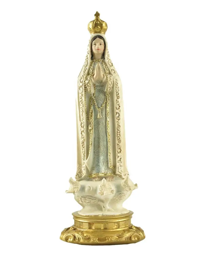 Produk Stok Polyresin Our Lady Of Fatima W/Mahkota Doa Patung untuk Dekorasi