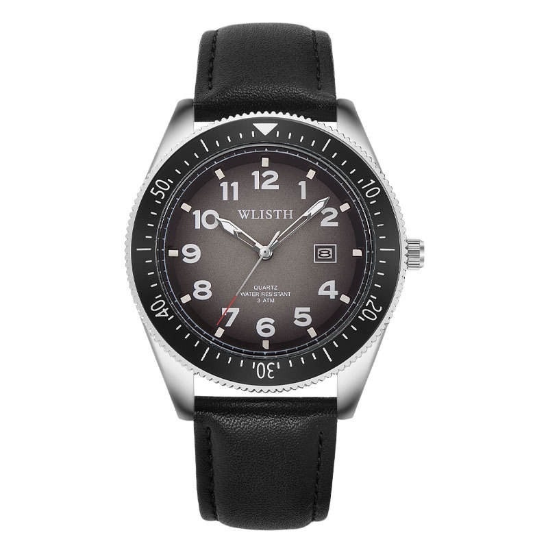 Leather Strap Grey Dial