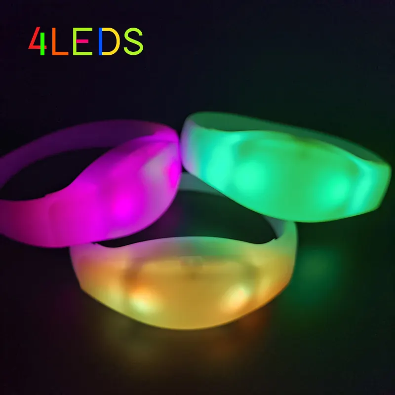 SUNJET nouveau produit 4 lumières LED Logo personnalisé Bracelet LED télécommandé, bracelet LED de contrôle DMX pour événement