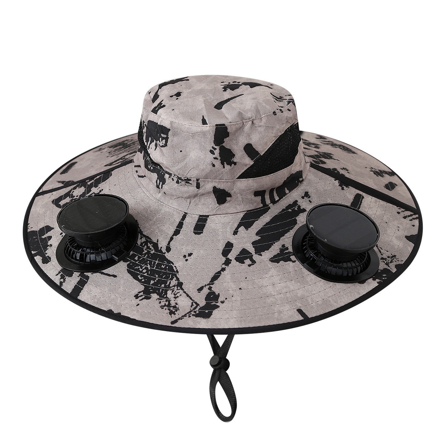Solar-powered dual fan-camouflage khaki