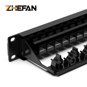 ZHEFAN 1u 19 "Panel de conexión 24 puertos Cat6 Cat6a Rj45 montaje en rack Cat5e 6 anillo de gestión de cables diseñado Panel de conexión Utp sin blindaje
