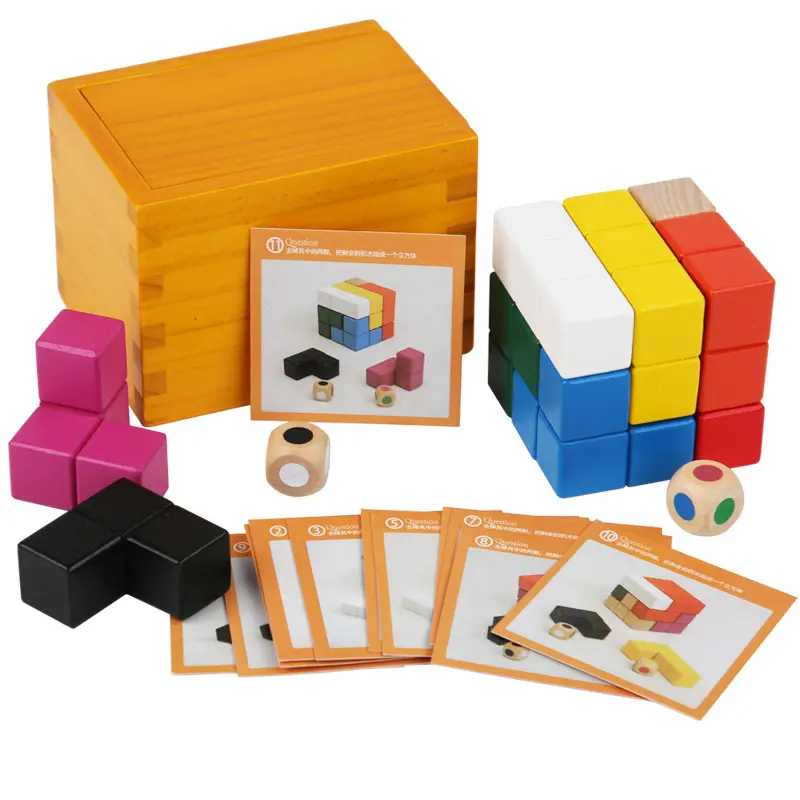 Mainan kayu 2024 teka-teki JIGSAW permainan logika 3D meja berpikir teka-teki permainan kubus mainan pendidikan untuk anak-anak mainan cerdas