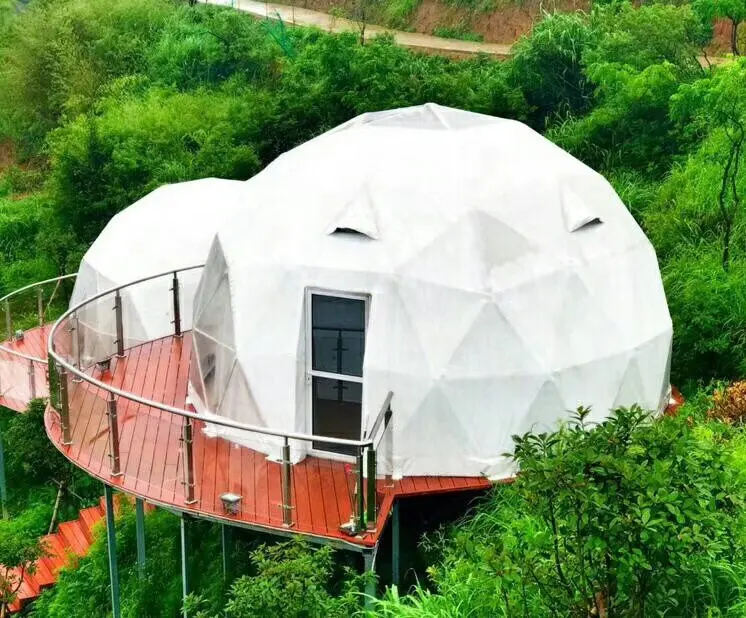 MINGYUE 새로운 디자인 조립식 주택 1 침실 럭셔리 글램핑 돔 리조트 달팽이 호텔 텐트 캠핑