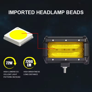 JHS High Power Work Light Light Bulb 5inch 72W bar White Yellow 6000k <strong>3500k</strong> Spotlight Work <strong>Led</strong> Light for Universal - Product Image 6