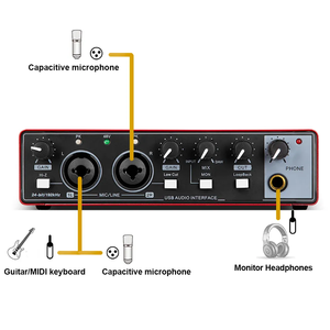 MD22 Portable USB <strong>Audio</strong> Interface 2 Channel Sound Card Computer Recording Soundcard Live Dubbing External Recording - Product Image 5