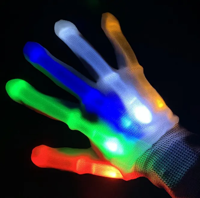 6 режимов, перчатки со светодиодной подсветкой для Хэллоуина, варежки с мигающим пальцем для детей и взрослых