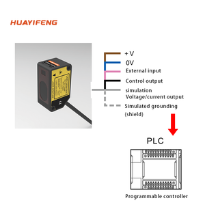 Huayifeng Micro Sensor de Desplazamiento láser 100 Distancia central de medición Salidas NPN PNP con salidas analógicas de voltaje y corriente
