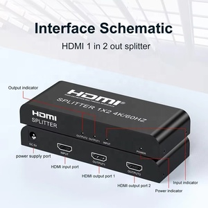 2 Ports <strong>HDMI</strong> 2.0 Splitter 1 in 2 Out HDCP 2.2 4K 60Hz 1080P Full HD HDR <strong>HDMI</strong> Splitter 2.0 1x2 for <strong>Dual</strong> Monitors Extended Display