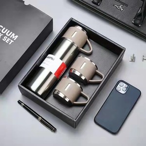 Taşınabilir 304 paslanmaz çelik düz vakum bardak üç kapak iş High-end hediye kutu seti - Product Image 2