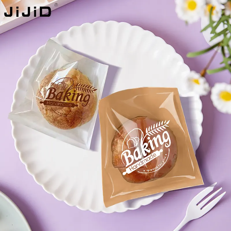 Kustom Dicetak Coklat Kecil Kue Roti Donat Tas Roti Panggang Makanan Kelas Kemasan Roti Kraft Kantong Kertas Sandwich dengan Jendela Yang Jelas
