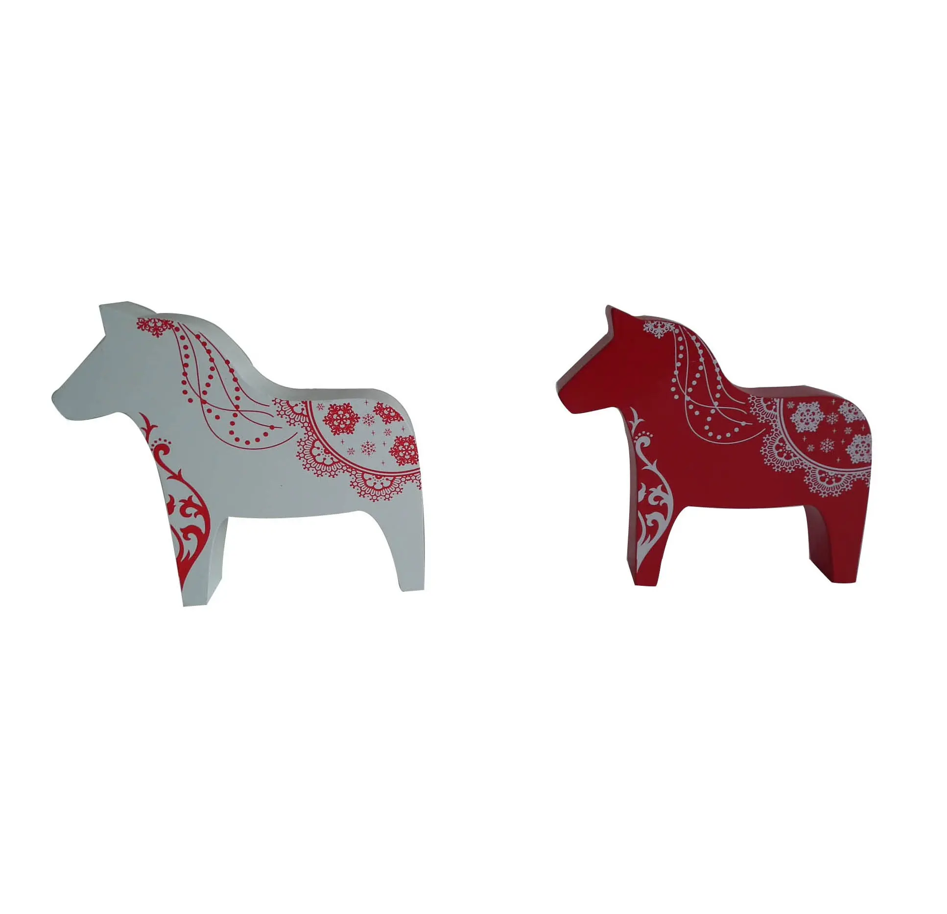 white and red Wooden horse Christmas Decoration with flower painting on body Wooden Decoration horse home decoration in reading