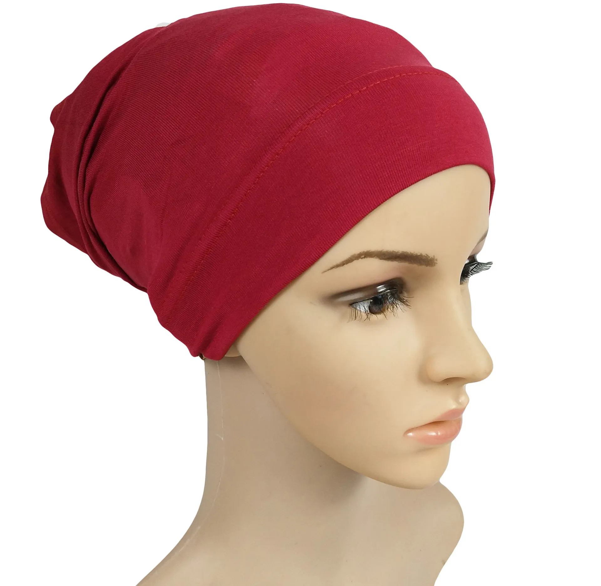 Mejor venta estilo Simple sólido de Color de algodón mercerizado musulmán interior Hijab tubo Underscarf Modal sombrero