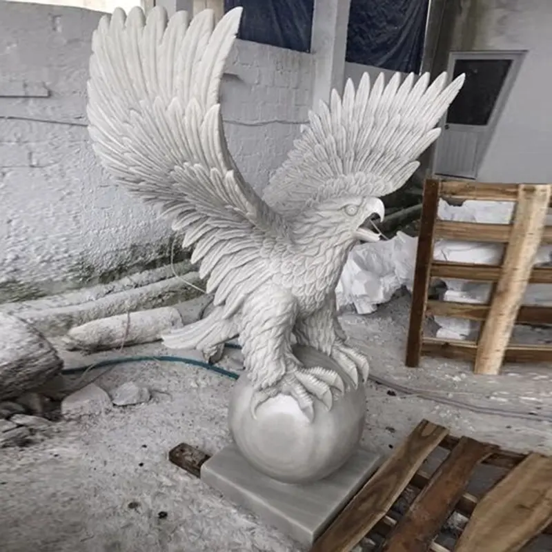 Estatua de águila de mármol, escultura de Animal de piedra hecha a mano personalizada