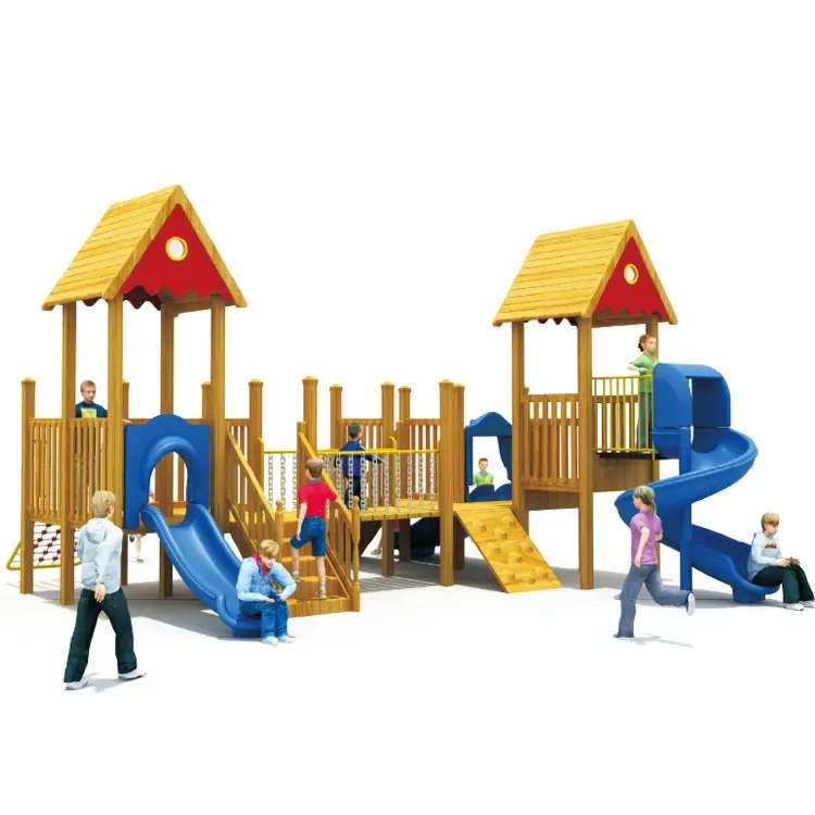 Salıncak setleri ahşap oyun alanı açık çocuklar plastik salıncak ve slayt seti