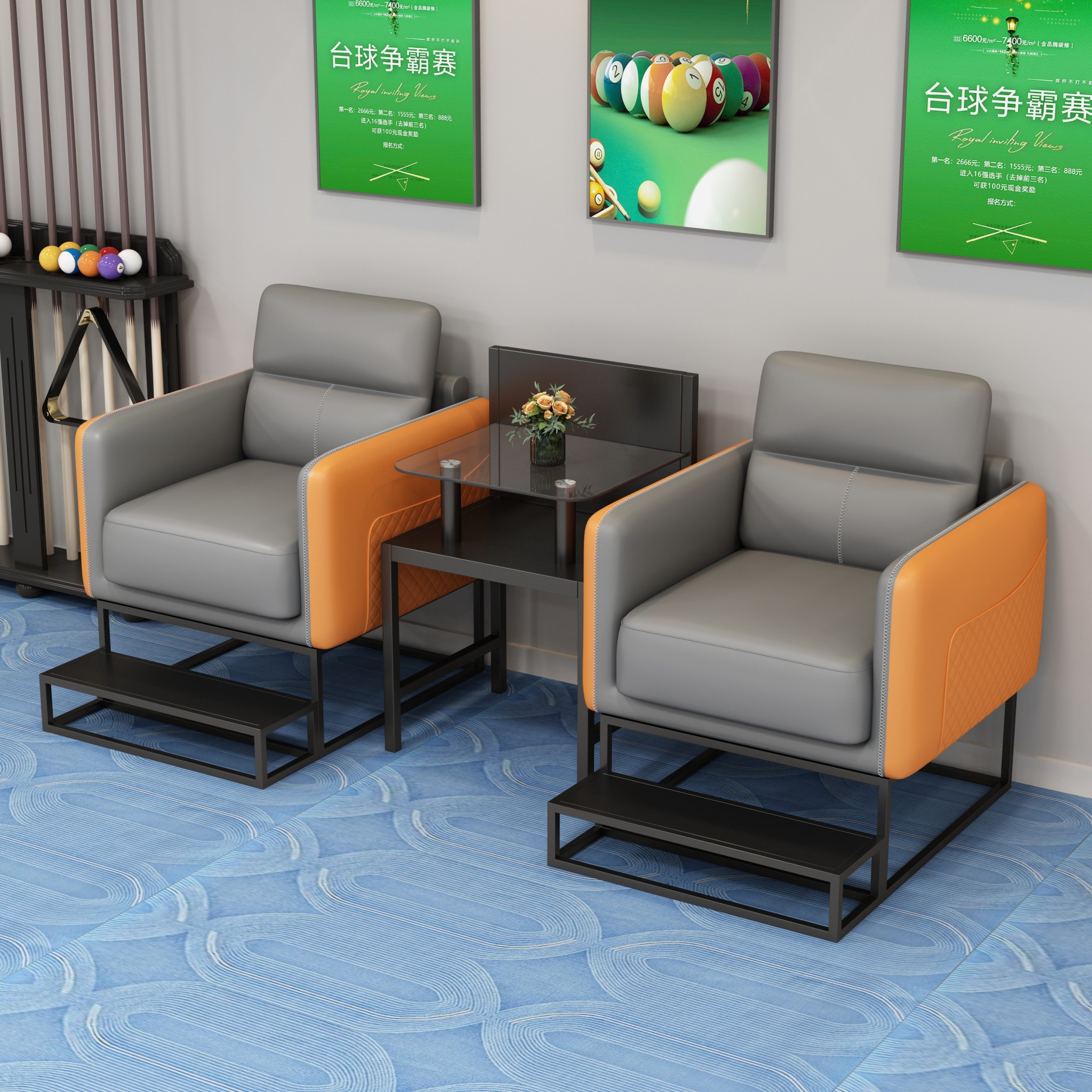 Combinación de asiento doble con altura de asiento de 60 cm (estructura negra)