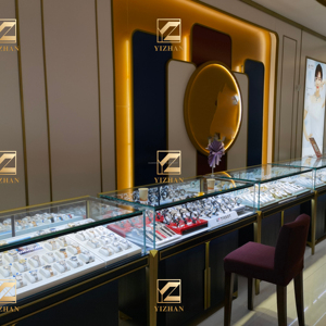 来源工厂定制Delux金属珠宝展示柜豪华商店玻璃展示柜金表发光二极管轻型木柜 - Product Image 1