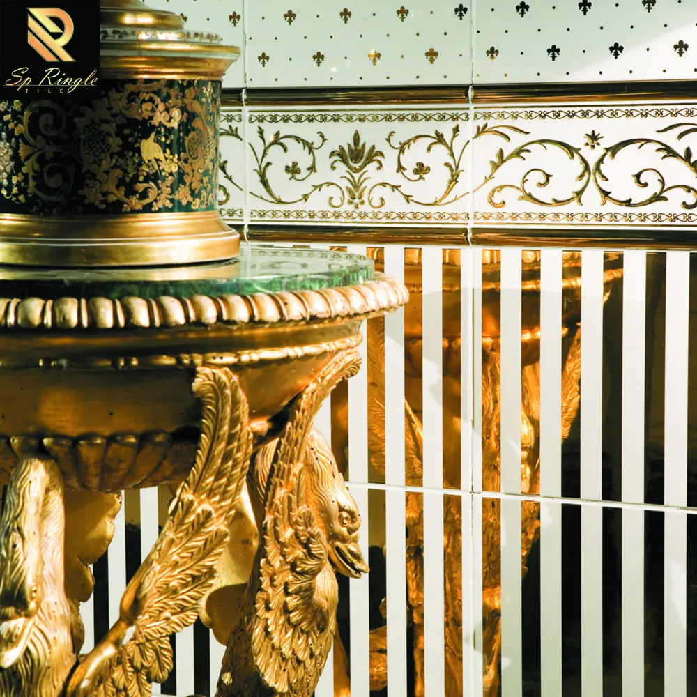 Плитка с золотой инкрустацией Springletile, 30*60, декоративные настенные керамические полосы, зеркальная Золотая плитка для кухни, роскошной ванной комнаты, дизайн